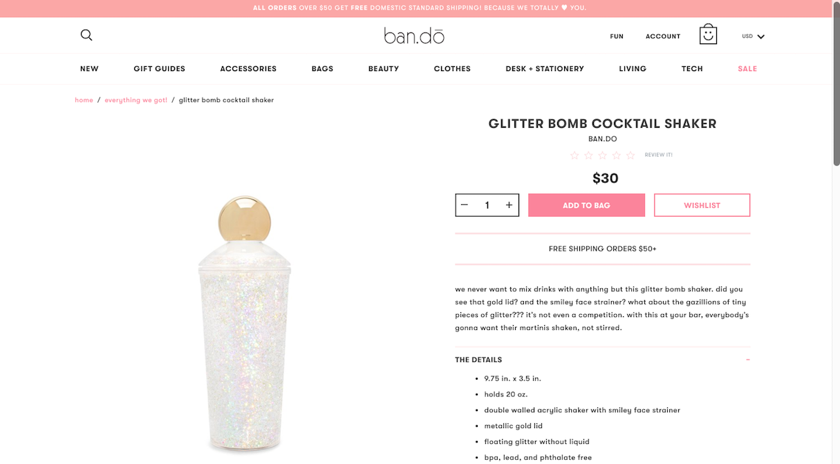 shopify stores: bando designs cocktail