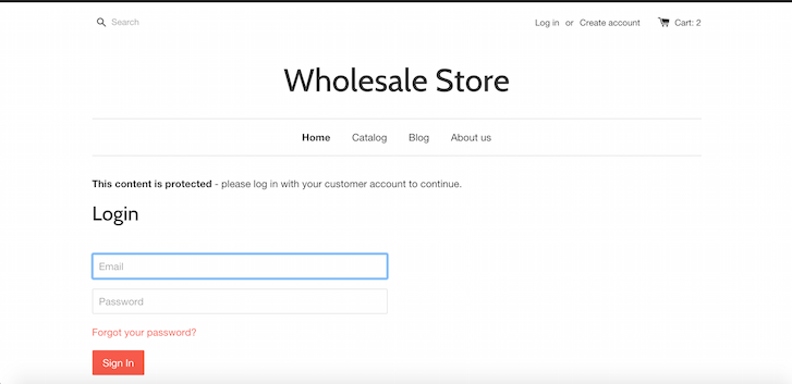 Basic wholesale login for Shopify