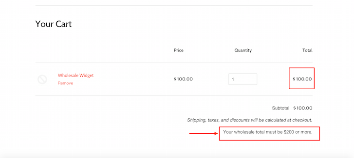 Add a minimum order total to your wholesale shopify store