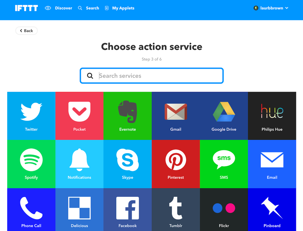 IFTTT dashboard