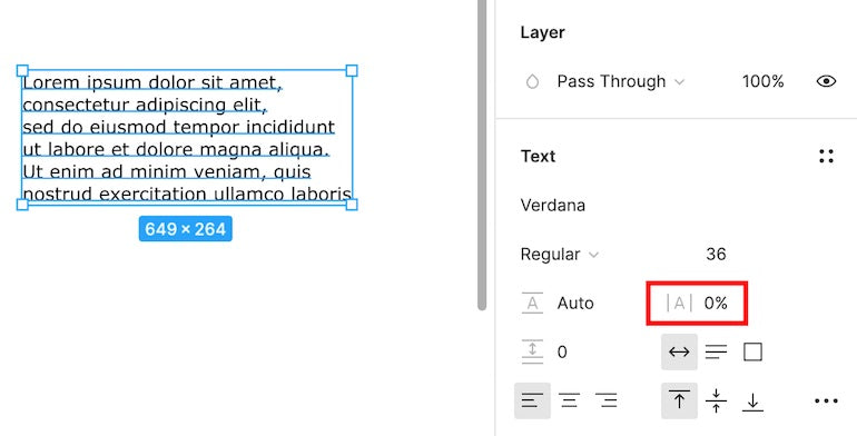 typography: letter spacing set to sero percent