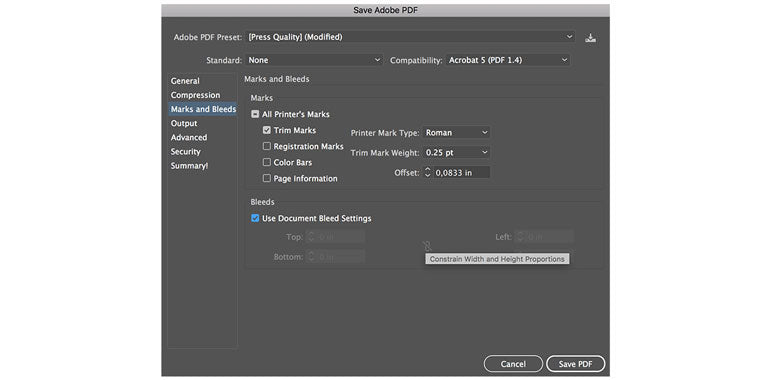 unboxing: screengrab of adobe window for exporting as PDF, instructions 