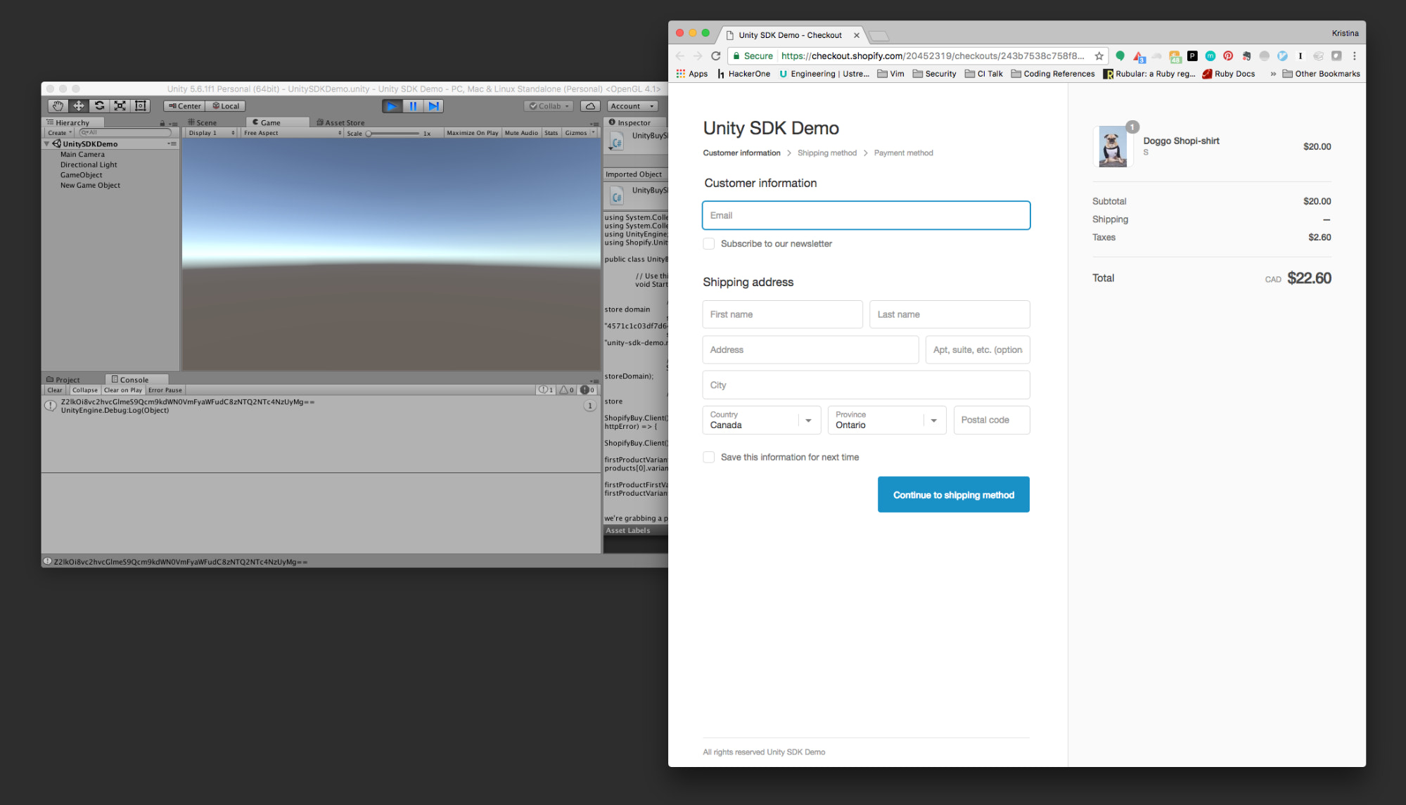 使用Shopify Unity购买SDK:购物车对象设置