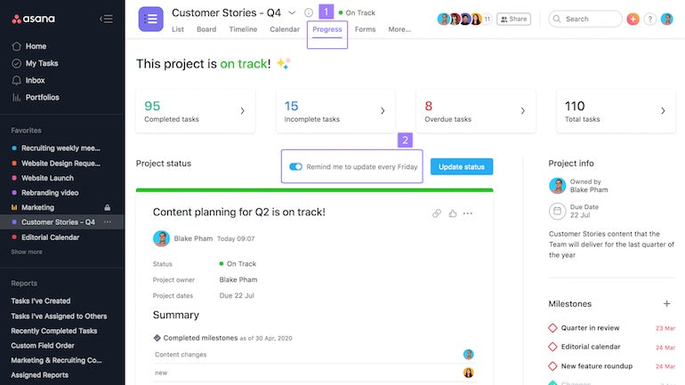 web design project management: Asana