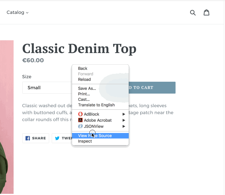 Web fonts to enhance stores: Inspect element tool 