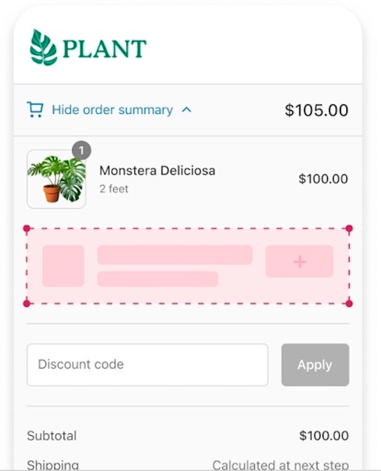 image showcasing checkout extensibility on the "Plant" app