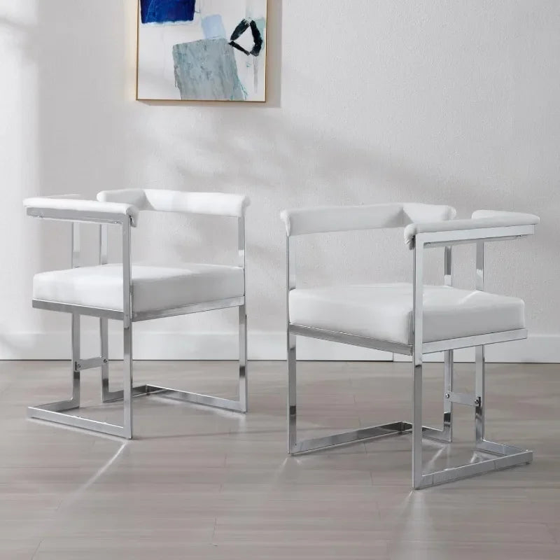 MADDIE Barrel Dining Chair White (Set of 2)
