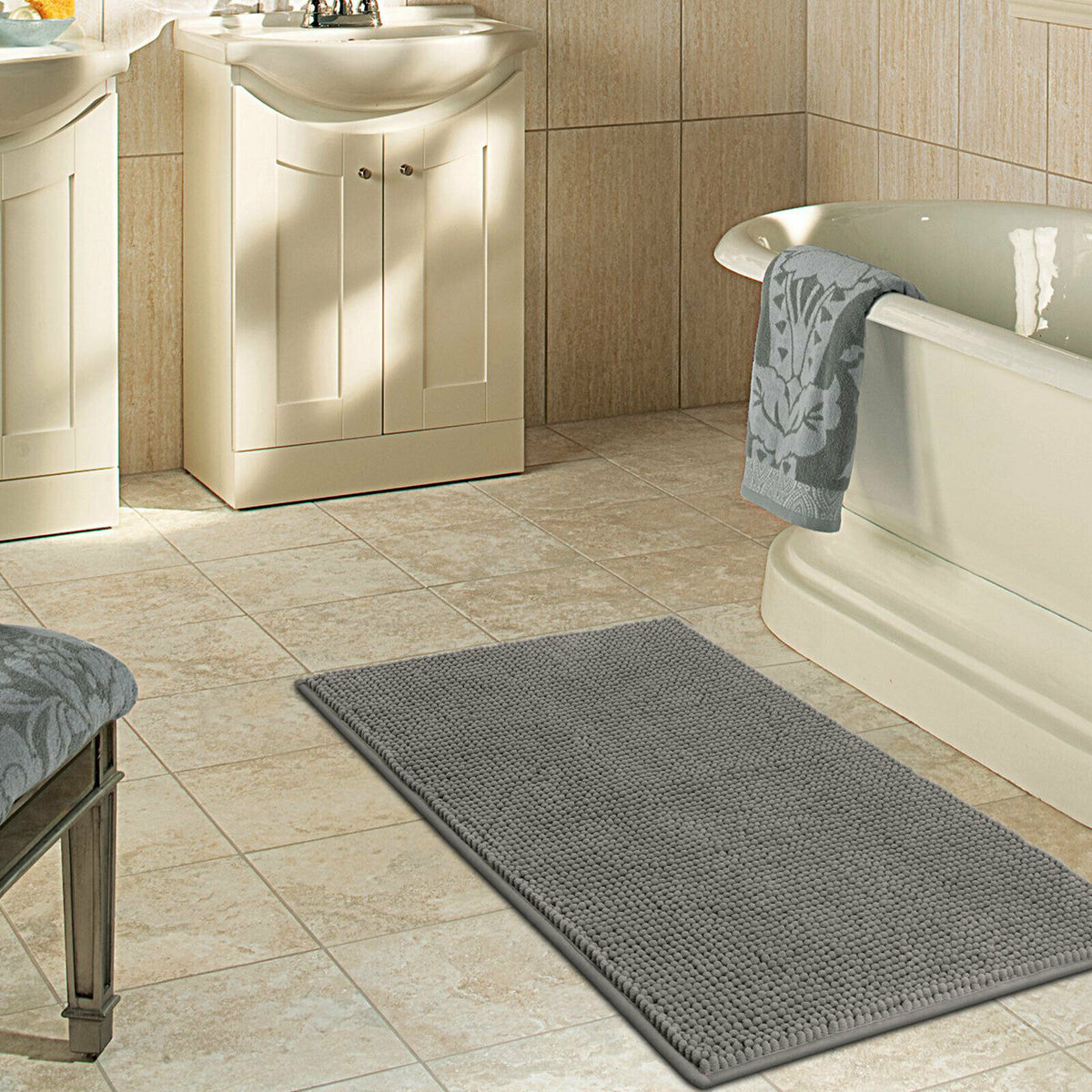 Soft Microfiber Shaggy Non Slip Absorbent Bath Mat