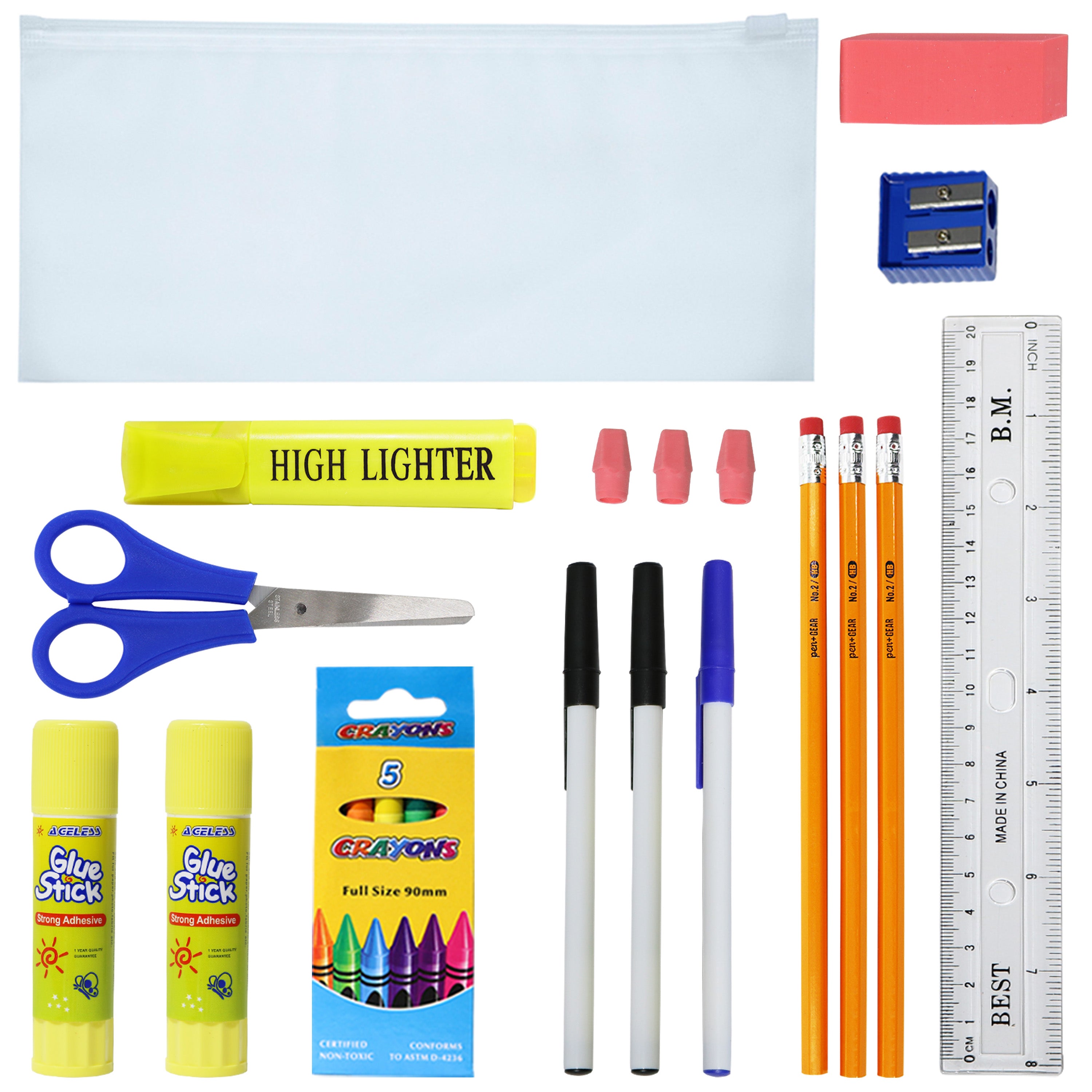 VILLCASE 20pcs Ruler Glue Sticks Bulk Classroom Plastic Supplies Metric  System Student