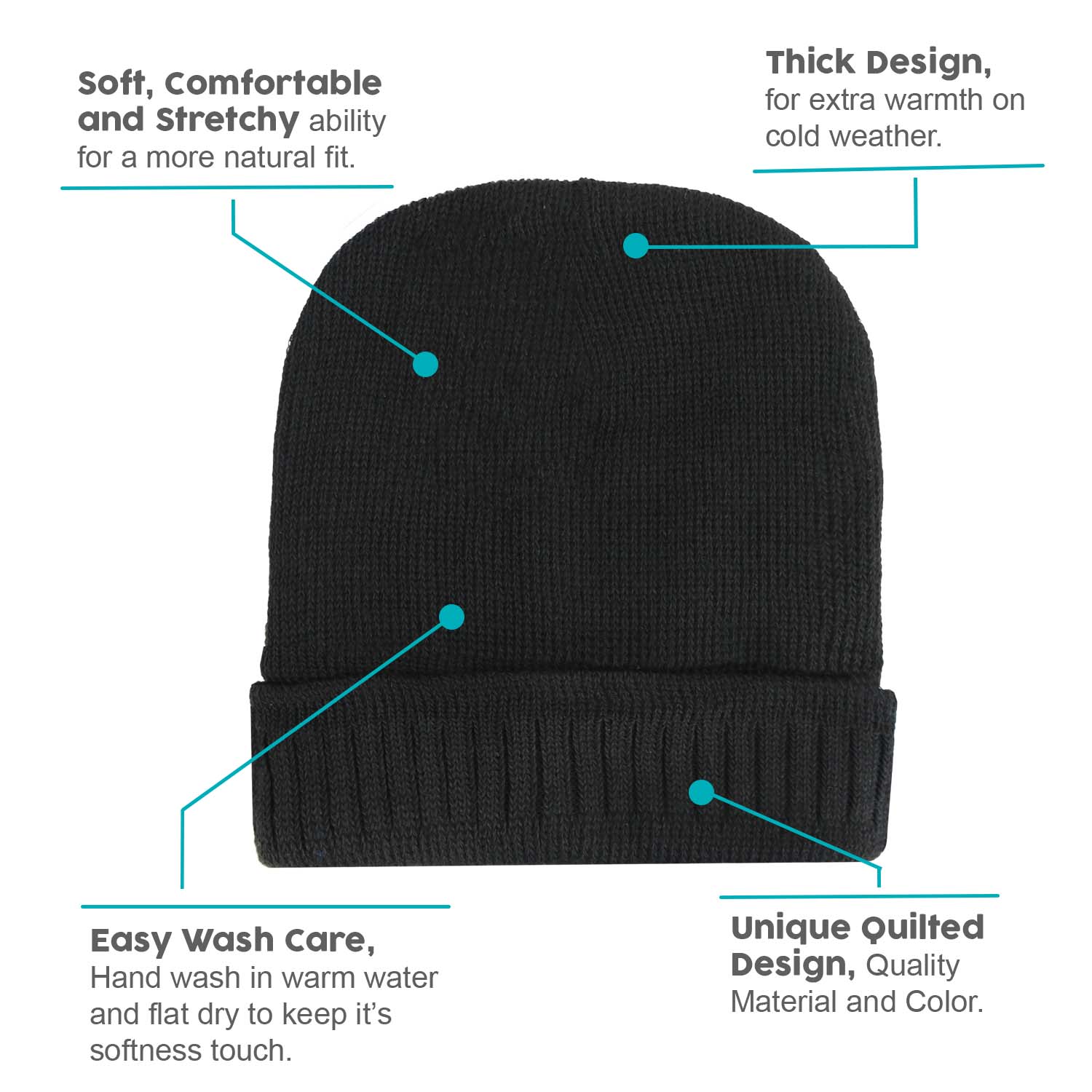 Unisex Wholesale Beanies in Black - Bulk Case of 48