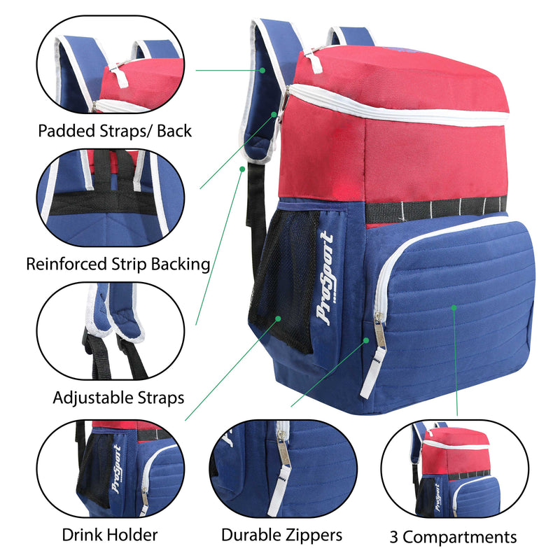 17" Deluxe Wholesale Backpack in 4 Assorted Colors - Bulk Case of 24