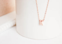 Load image into Gallery viewer, Uppercase Initial Necklace, Rose Gold Letter Necklace, Rose Gold Initial Necklace, Dainty handmade necklace, bridesmaid jewelry, wedding
