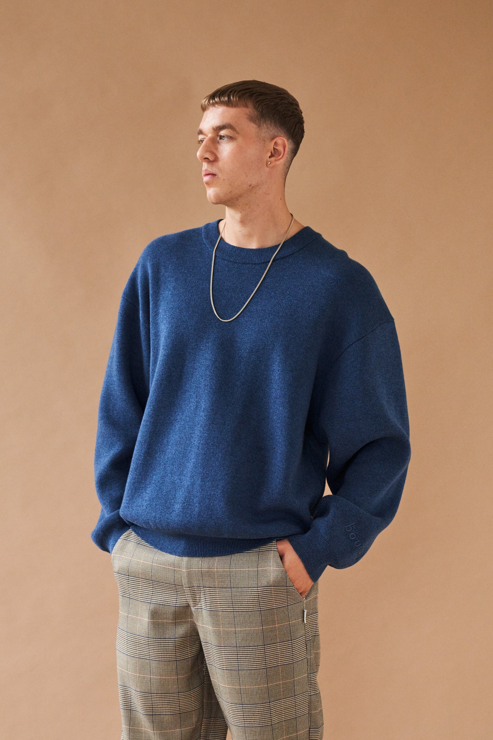 Image of OKELEY MARL KNIT SWEATER - OCEAN BLUE