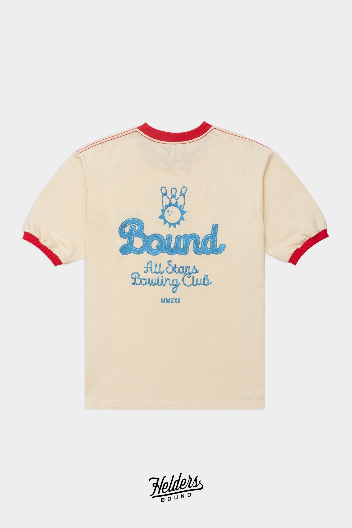 BOWLING CLUB SS EMBROIDERED SHIRT - BEIGE CONTRAST – bound