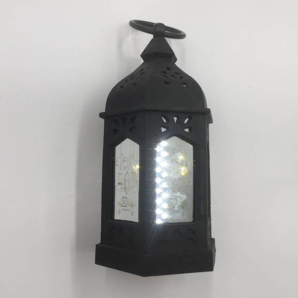 Ramazan LED 5 inches Lamps with Decorated Glass Walls Black