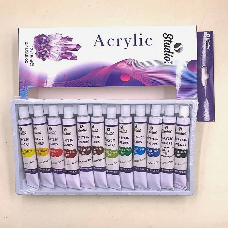 STUDIO Acrylic Color Tubes 15ml - Pack of 12 – 