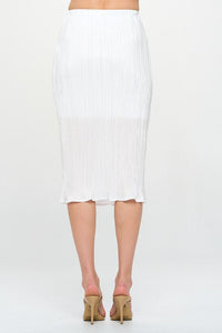 Renee C. White Plisse Midi Skirt,  USA Made 🇺🇸 SM/MED/LG