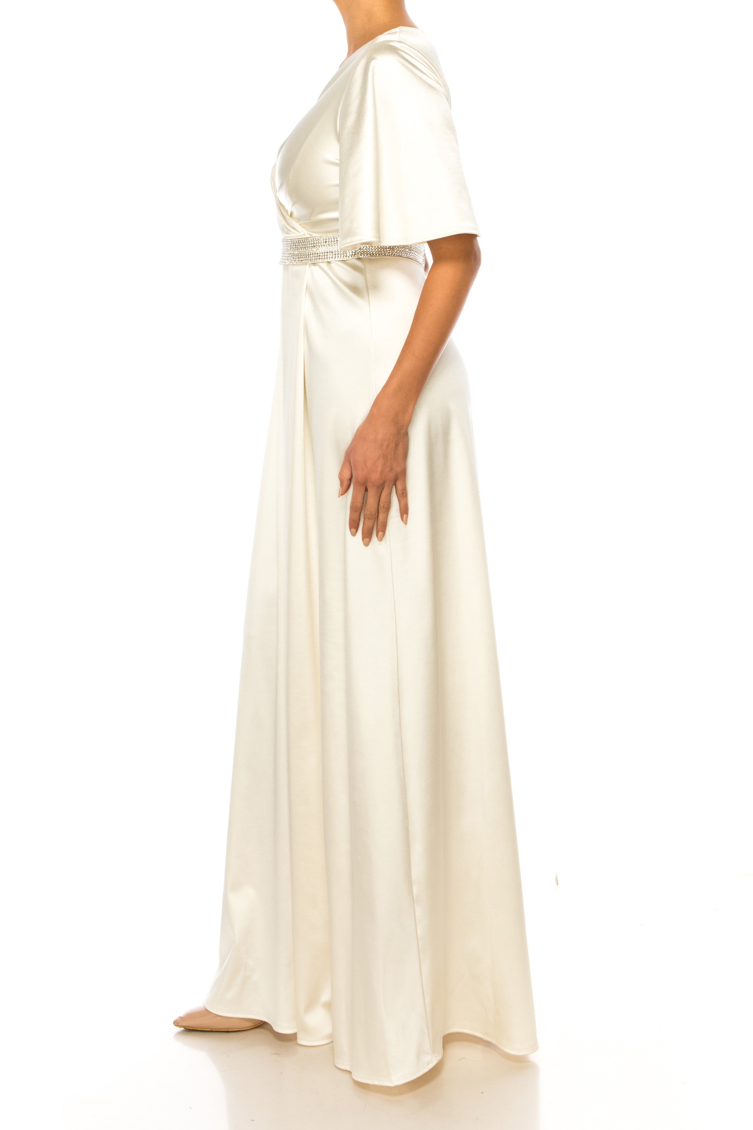Last One! Aspeed Ivory Rhinestone Belted USA 🇺🇸 Made Formal Gown Only 2XL Available