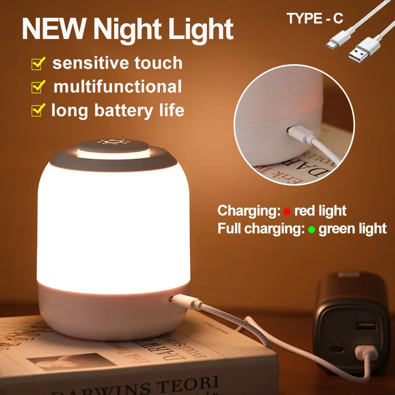 Touch Lamp Portable Bedroom Light Touch Sensor Bedside Lamp