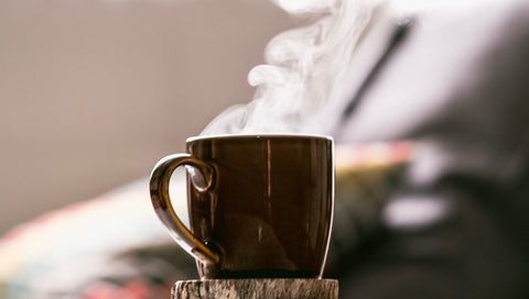 Steaming hot mug of tea