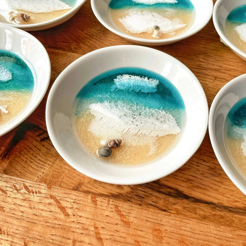 Resin and ceramic ocean trinket dish