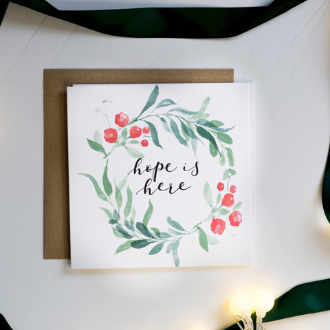 Hope is here christian Christmas card made in aid of tearfund
