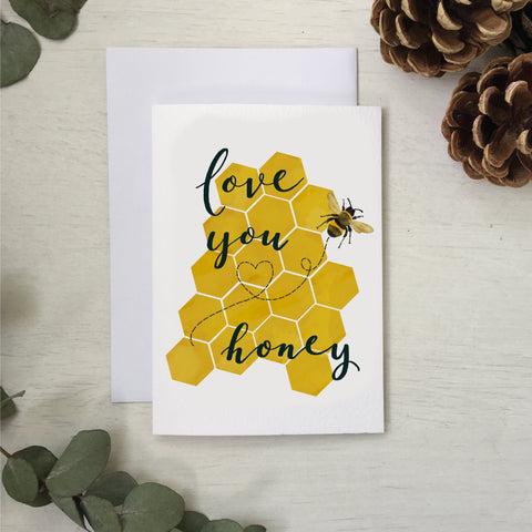 Love you honey bee themed Valentine’s Day card