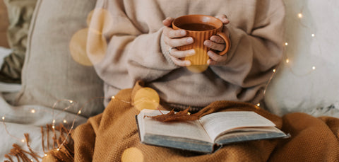 Reading in autumn with a lovely mug of something hot