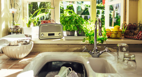 Sink full of dirty dishes