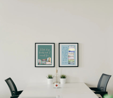 Set of two book themed wall art prints