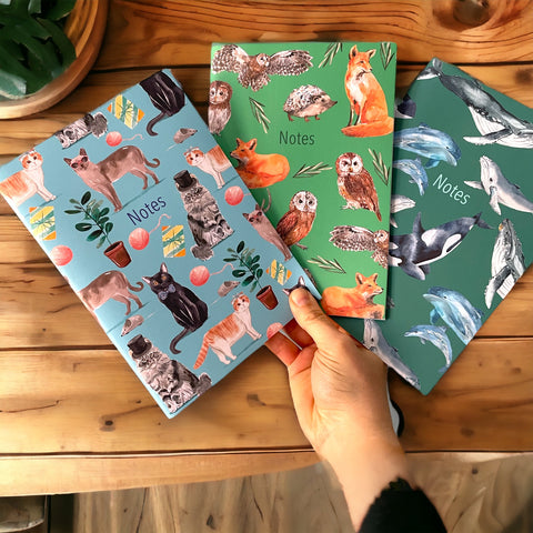 Set of 3 animal lined notebooks