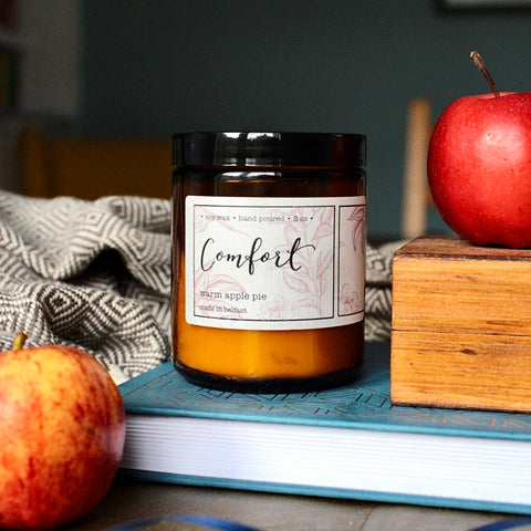 Comfort warm apple pie homely and welcoming candle