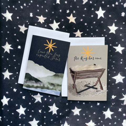 Come thou long expected Jesus and the king has come Christian Christmas cards