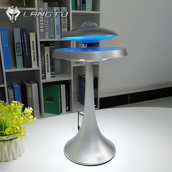 LANGTU UFO Magnetic Levitating Bluetooth 4.0 Wireless Charging LED Floating Lamp Speaker Black