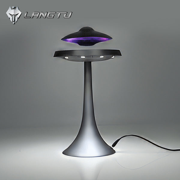 LANGTU UFO Magnetic Levitating Bluetooth 4.0 Wireless Charging LED Floating Lamp Speaker Black