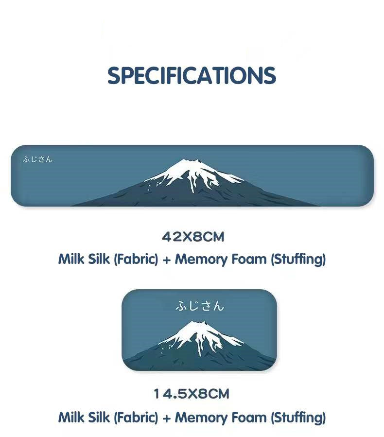 LANGTU Blue Round Milk Silk Memory Foam Ergonomic Mouse Pad with Wrist Rest Support & Nonslip Base ft. Mount Fuji