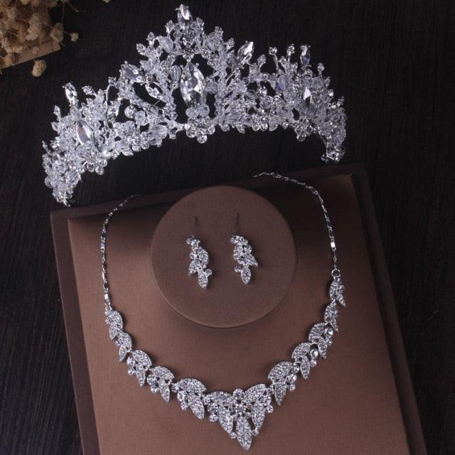Women's Sparkling Tiara - Adjustable, no comb wire frame with crystal gems and earrings - A Necklace For Me