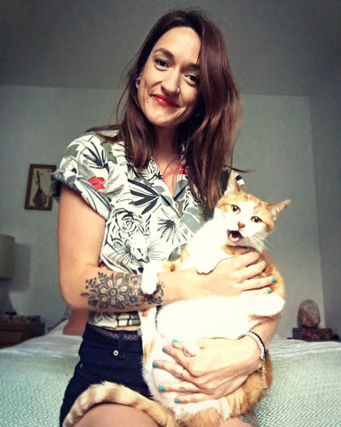 funny picture of hildesign owner with her cat