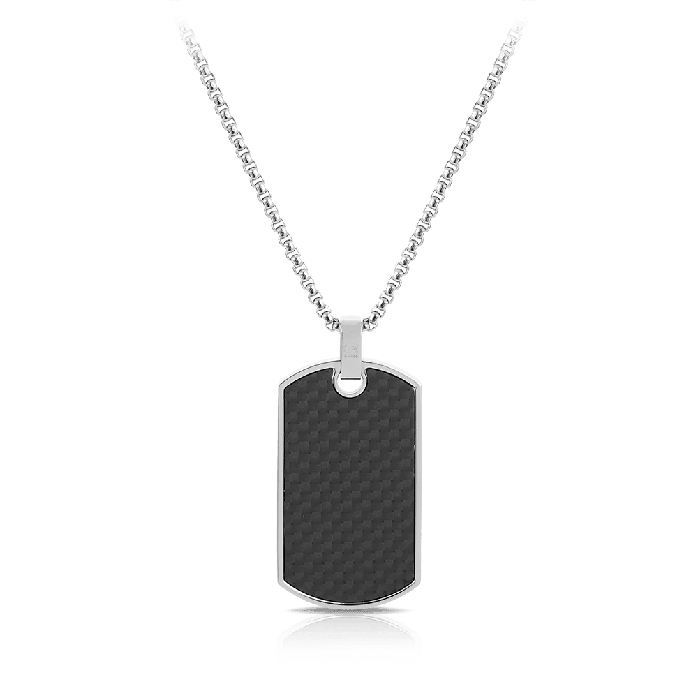 Forged Carbon Fiber and Meteorite Dog Tag Pendant