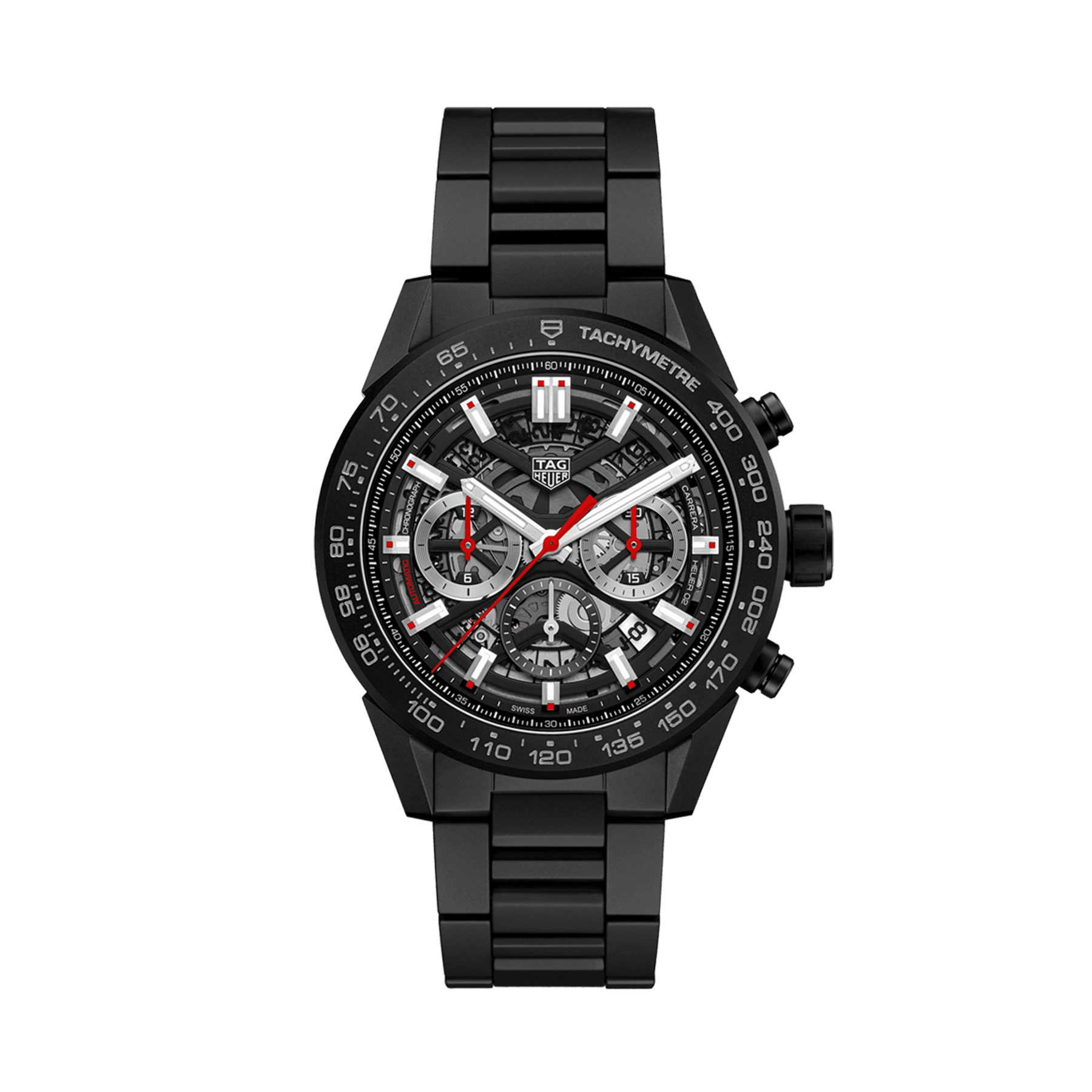 TAG Heuer Carrera Men's 45mm High-Tech Ceramic Automatic Skeleton  Chronograph Watch 