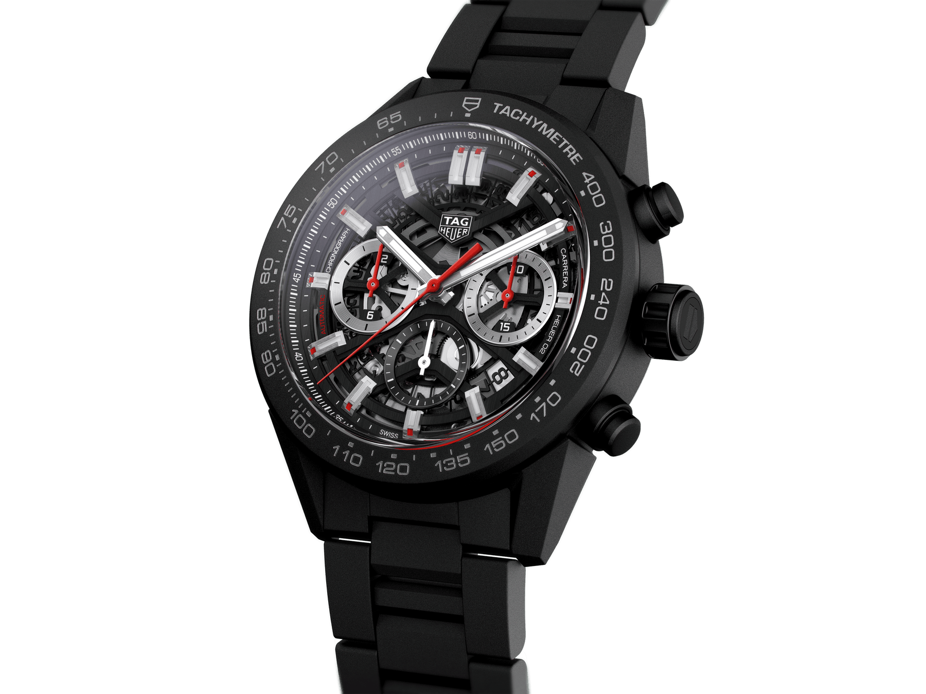 TAG Heuer Carrera Men's 45mm High-Tech Ceramic Automatic Skeleton  Chronograph Watch 