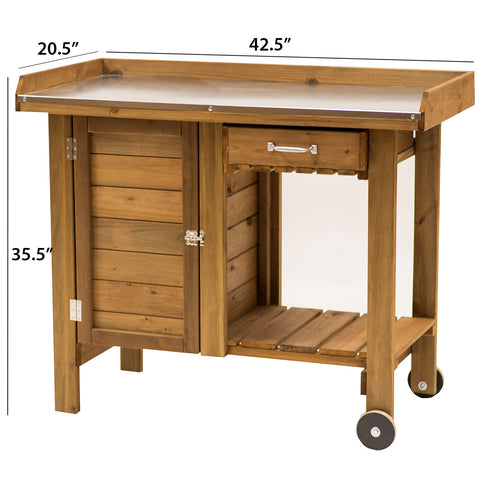 diagram of garderner's table with wheels