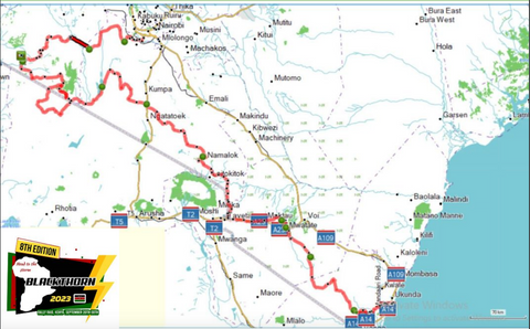 Map of where they road 1400km