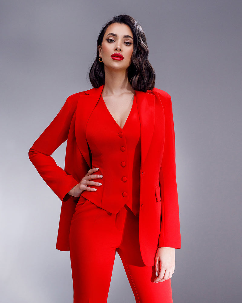 Red Regular-Fit 3-Piece Suit – ELAGIA