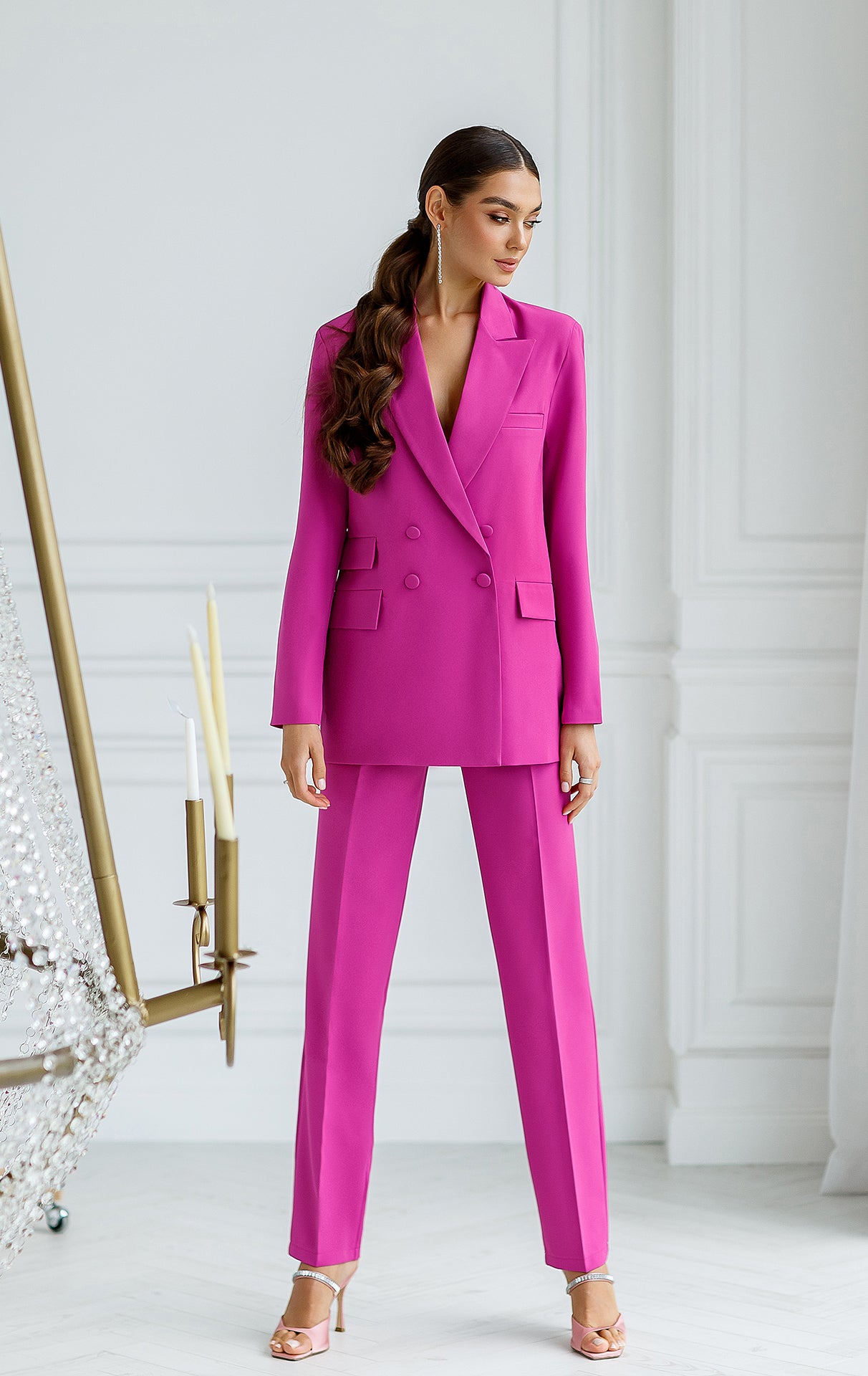 Fuschia Double-Breasted Suit 2-Piece