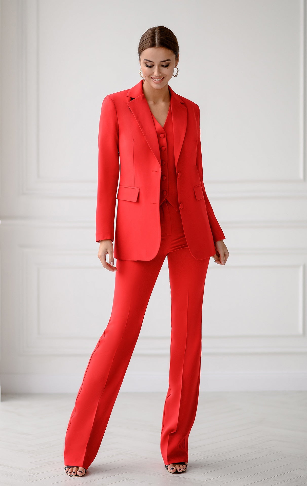 Red Regular-Fit 3-Piece Suit