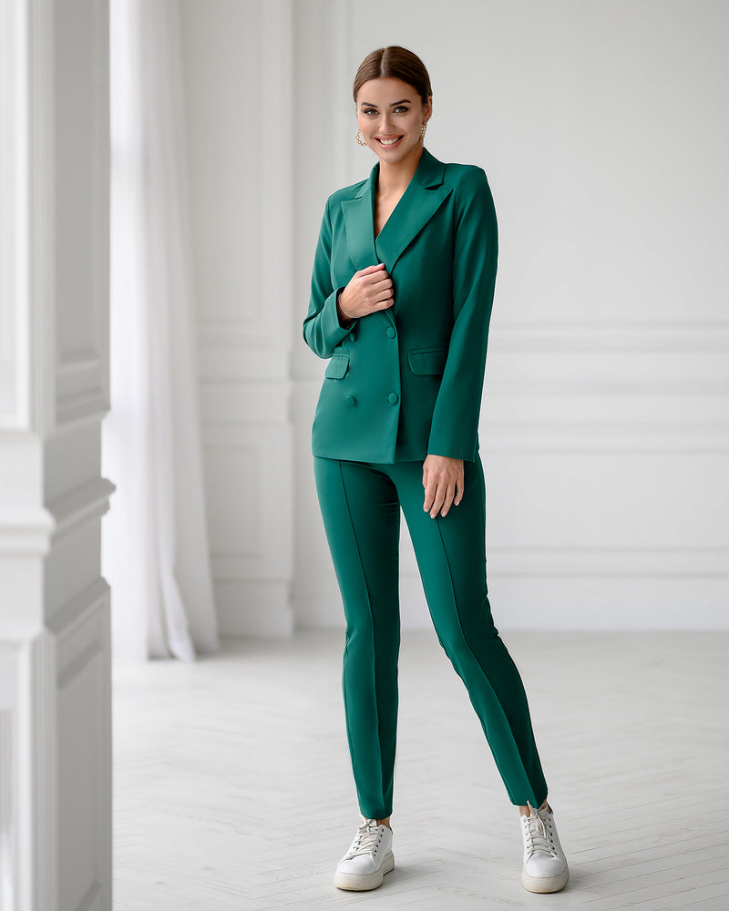Green Double Breasted Suit 2-Piece – ELAGIA