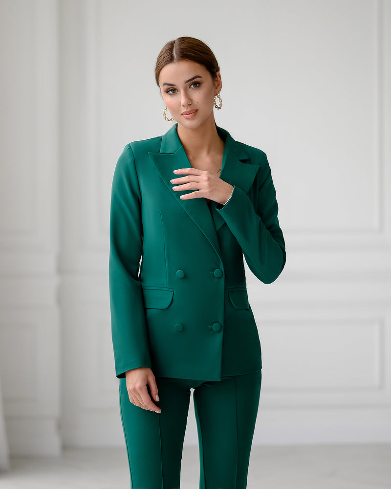 Green Double Breasted Suit 2-Piece – ELAGIA