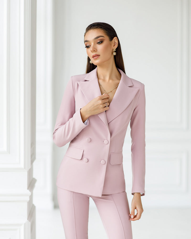 Dusty Pink Double Breasted Suit 2-Piece – ELAGIA