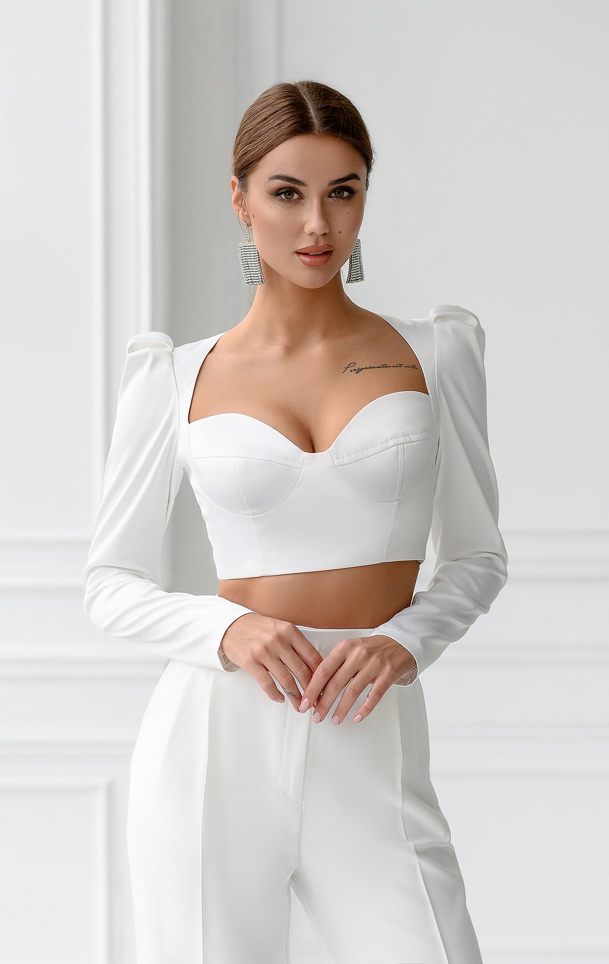 White Sweetheart Puff-Sleeve Top